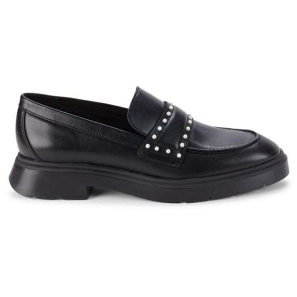STUART WEITZMAN Darcy Simulated Pearl Studded Leather Loafers - Picture 4 of 8